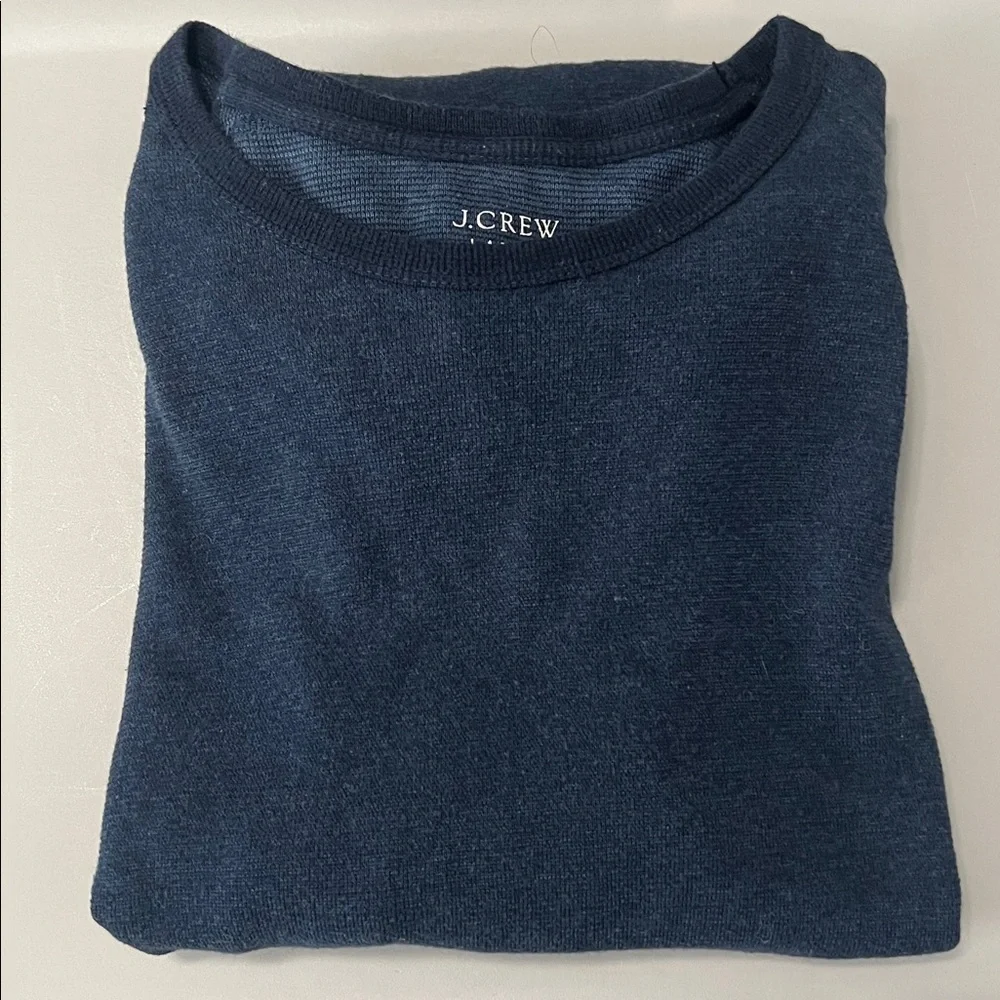 JCrew Cotton Long Sleeve Thermal TShirt Blue Size Large *Flaw